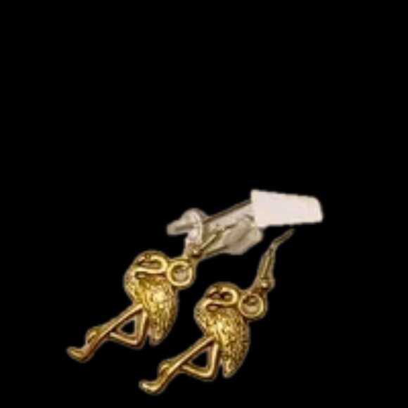 NWOT BRASS Flamingo Urban Gold Earrings - Picture 1 of 7